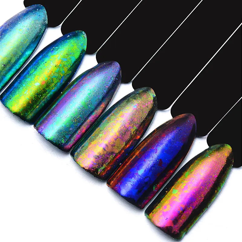 Зеркальный блестящий порошок для ногтей металлический цвет дизайн УФ-гель