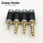 10 шт., медный Немагнитный разъем 2,5 мм3,5 мм4,4 мм 3 4 5 полюсный стерео разъем из углеродного волокна для ремонта наушников