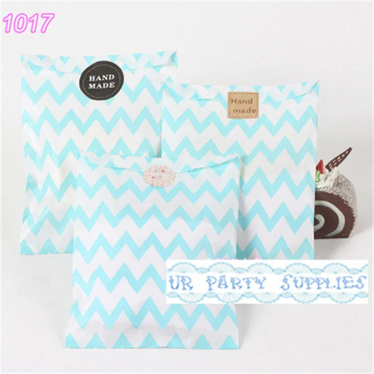 Бесплатная доставка 1000 шт светло-голубой шеврон бумажные мешки для конфет баров
