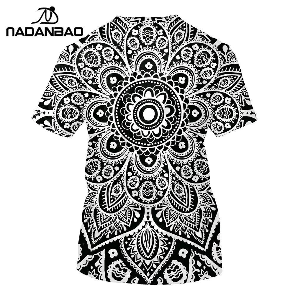 NADANBAO ацтекская круглая Омбре Мандала футболка Женские топы цифровая печать размера плюс футболка женские летние топы футболки Топ