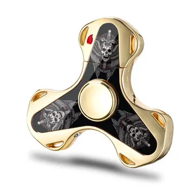 Golden-Skeleton Usb зарядка светодиодный фонарь с изображением скелета дикого огня крутой кончик пальца гироскоп Многофункциональный Спиннер вращающийся, EDC для взрослых антистрессовая игрушка - Цвет: Golden-Skeleton