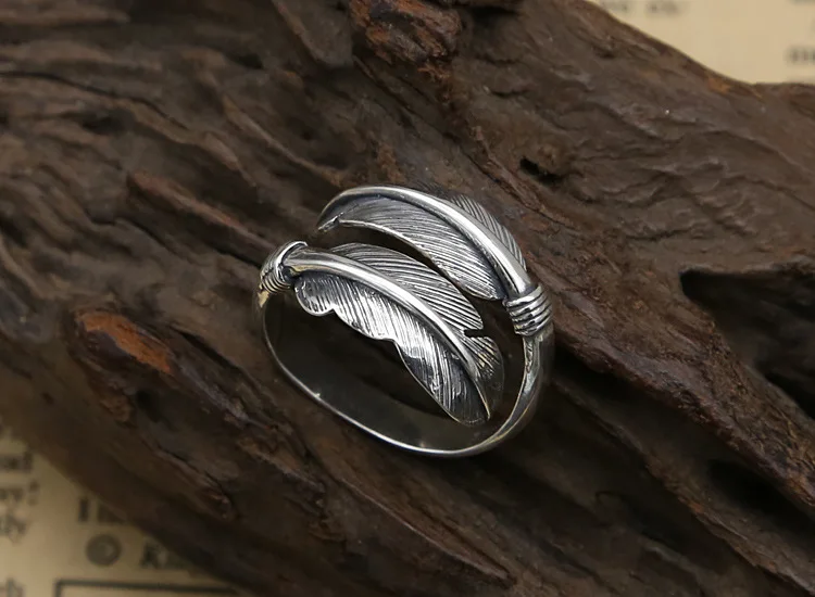 Винтажное кольцо ручной работы в индийском стиле с перьями мужское и женское