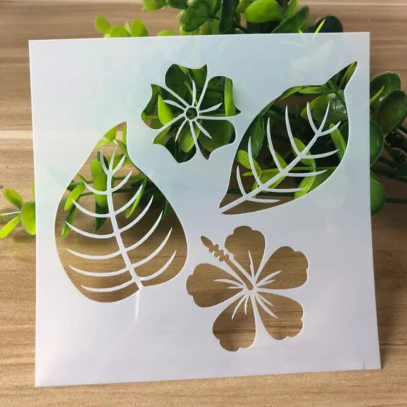 4pcs/set Stencil Blossom Leaf DIY Drawing Stencils Templates Painting Art Craft Scrapbooking Cards Album Stencils