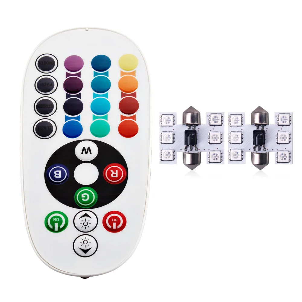 2 шт. RGB 5050 6SMD гирлянда светильник 1 Вт купольный Автомобильные светодиодные
