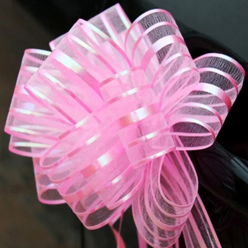 Свадебная Автомобильная прозрачная гирлянда 5 см из органзы с бантами 10 шт.