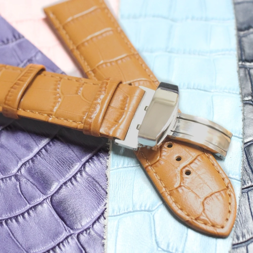 Ремешок для часов унисекс из натуральной кожи 20 мм L. Коричневый стежок ремешок с