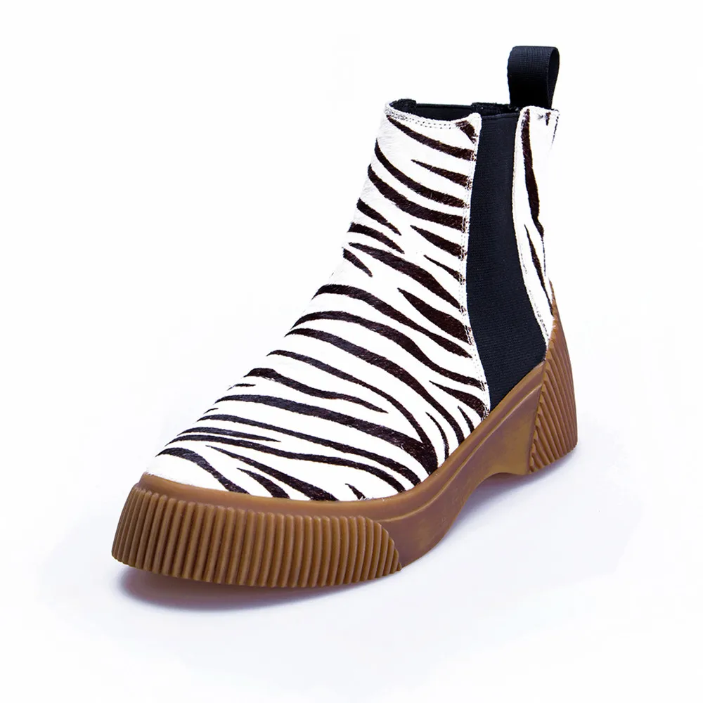 Zebra Prova Perfetto/модная повседневная женская обувь из конского волоса; женские ботинки без шнуровки; парусиновая обувь на плоской подошве; женская обувь для отдыха - Цвет: Zebra