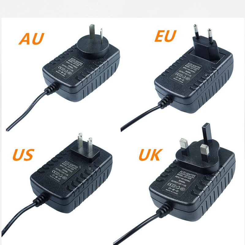 

EU/UK/AU/US plug DC12V Adapter AC100-240V Lighting Transformers OUT PUT DC12V 1A / 2A / 3A Power Supply for LED Strip