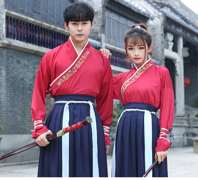 Унисекс оригинальный Hanfu GuangDong вышитый мечи для мужчин и женщин стиль Униформа
