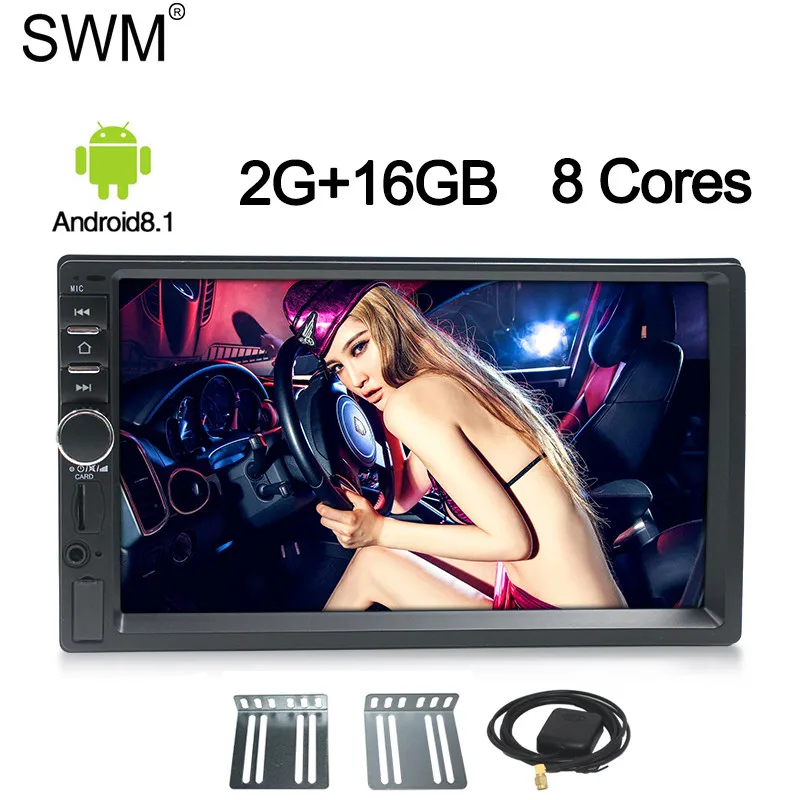 SWM " 2G 16 Гб Радио 2 Din Android 8,1 Авторадио gps навигация автомобиля стерео Зеркало Ссылка 7" 2din парктроник Авторадио Bluetooth - Цвет: Auto Radio Only