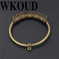 wkoud 5pcs wholesale antiqued style vintage bronze zinc alloy hollow out round chandelier jewelry pendants charms finding