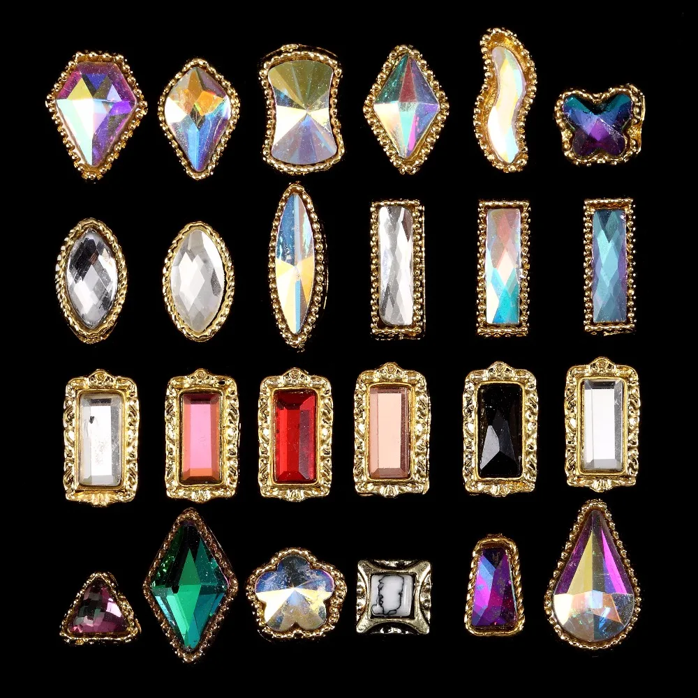 

100PCS Nail jewelry crown alloy accessories gemstone inlay diamond metal ornaments patch decorative nail accessorie ***3573-3596