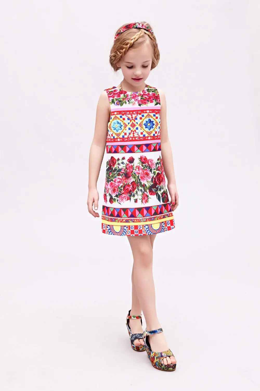 W. L. MONSOON Vestido/платье принцессы для девочек Лето г. Брендовые Детские платья для девочек, одежда платье принцессы с розами, костюмы