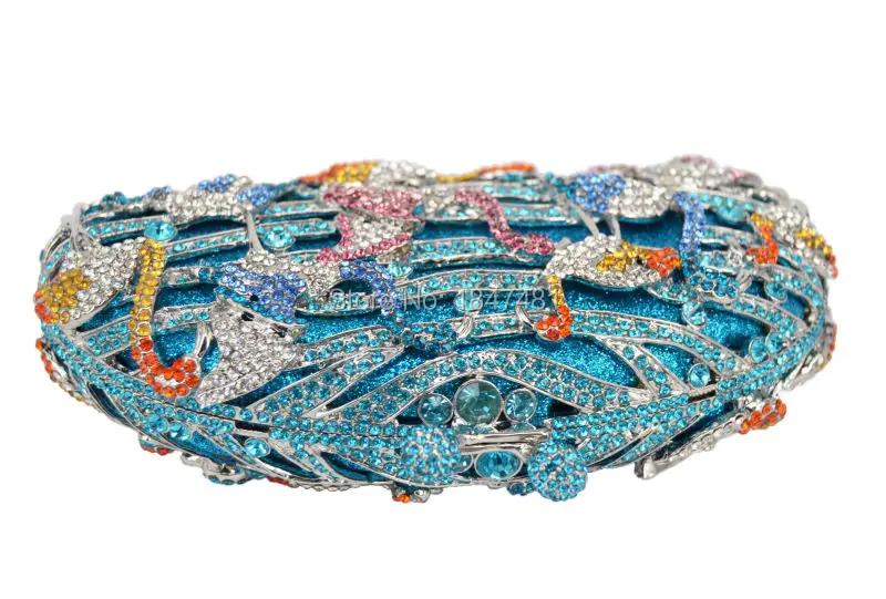 Роскошная вечерняя сумочка в виде синего животного с кристаллами новый дизайн