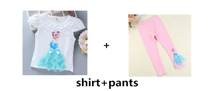 shirt and pants-4 Jargazol/детская одежда г. летний комплект одежды для маленьких девочек, кружевная юбка с рисунком принцессы Софии и Эльзы из сетчатой ткани комплекты для маленьких девочек - Цвет: shirt and pants-4