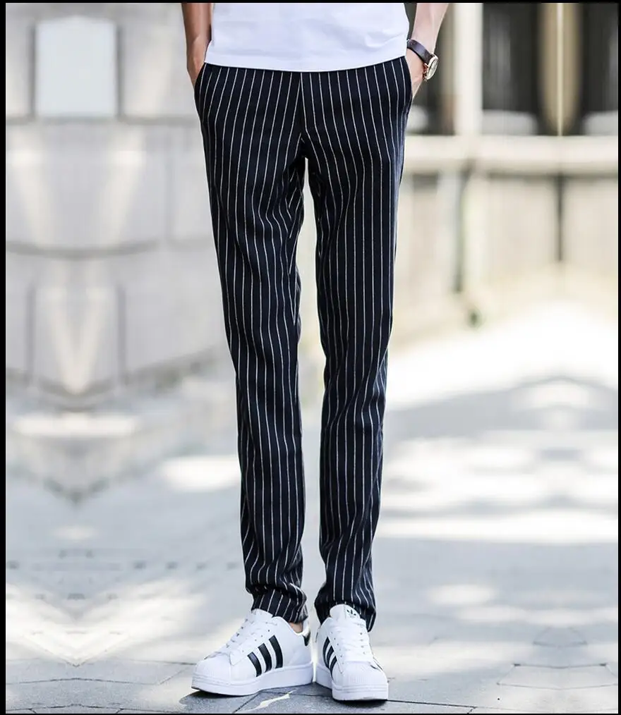 

Hot 2021 Spring And Autumn Korean Version New Fashion Slim Medium-Long Stripe Vest Set Twinset Hairstylist Nightclub Costumes