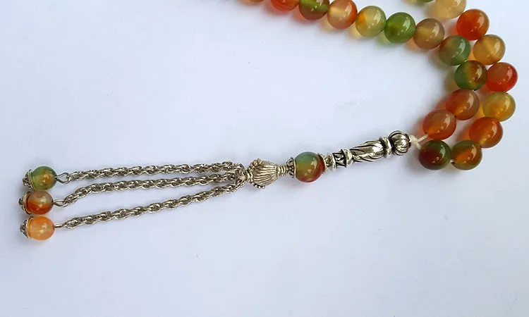 Модные натуральные красные зеленые Агаты Исламские мусульманские четки 33 Аллах