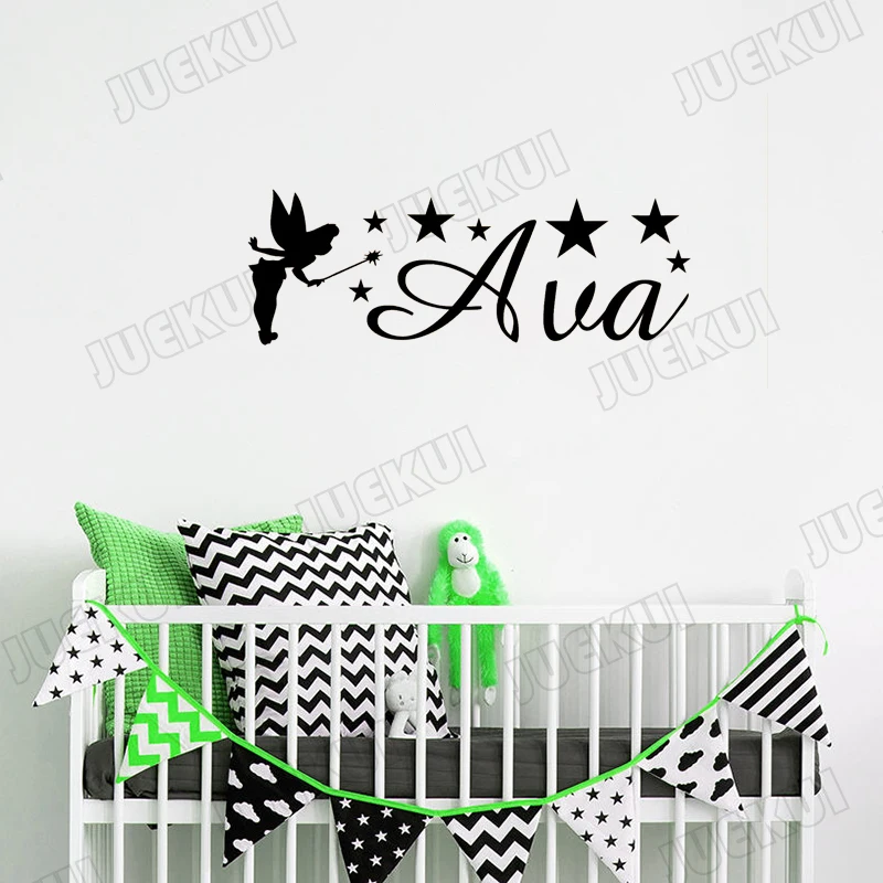 Наклейки на стену Феи для детской комнаты девочек персональное имя съемные