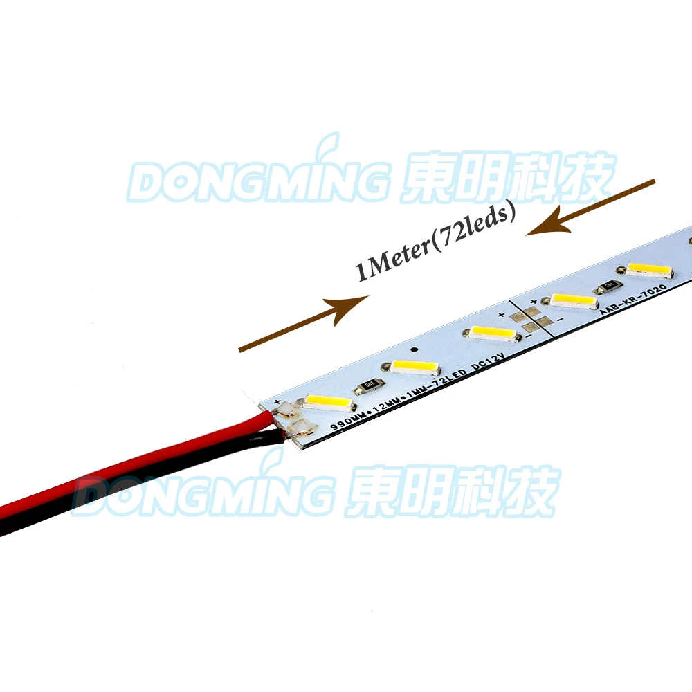 72 светодиода 1 м Светодиодная лента luces 7020 SMD IP22 12V алюминиевый профиль жесткая