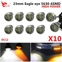 10pcs 23mm eagle eye 5630 6 smd led drl 12v daytime running lights white yellow switchback waterproof car auto parking fog lamps