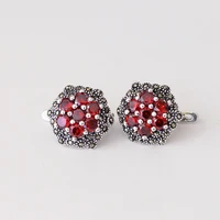 s925 fine jewelry wholesale with flower ladies exquisite red ear clip