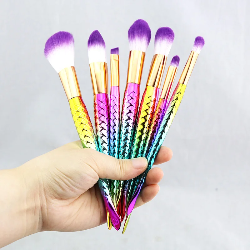 8 шт. форма русалки набор кистей для макияжа большая рыба хвост основа порошок