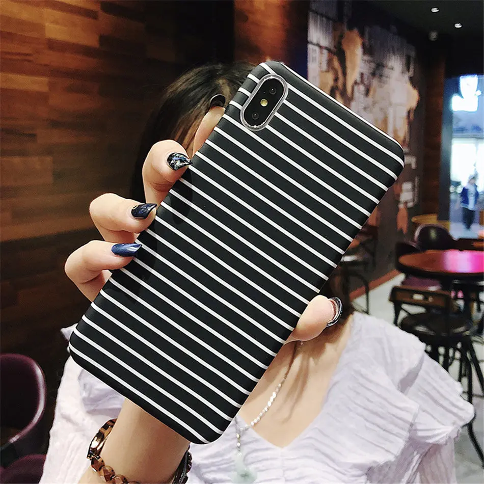 Ottwn сетка в полоску чехол для телефона для iPhone 11 Pro 7 8 Plus XR XS Max простая задняя крышка для iPhone 6 6S Plus твердая модная задняя крышка