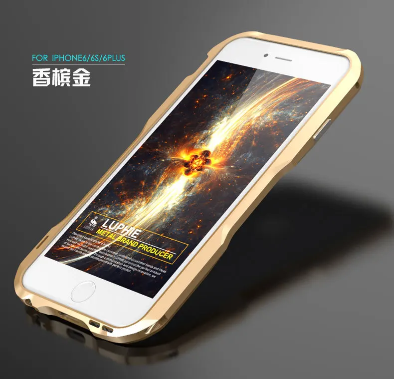 gold Металлический бампер для iPhone 6 Чехол роскошный 3D прочная алюминиевая рамка Корпус протектор для iPhone6 6 S Plus бампер противоударный корпус - Цвет: gold