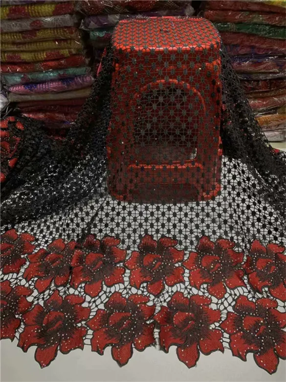 Новый дизайн африканская кружевная гипюровая ткань высокого качества белый