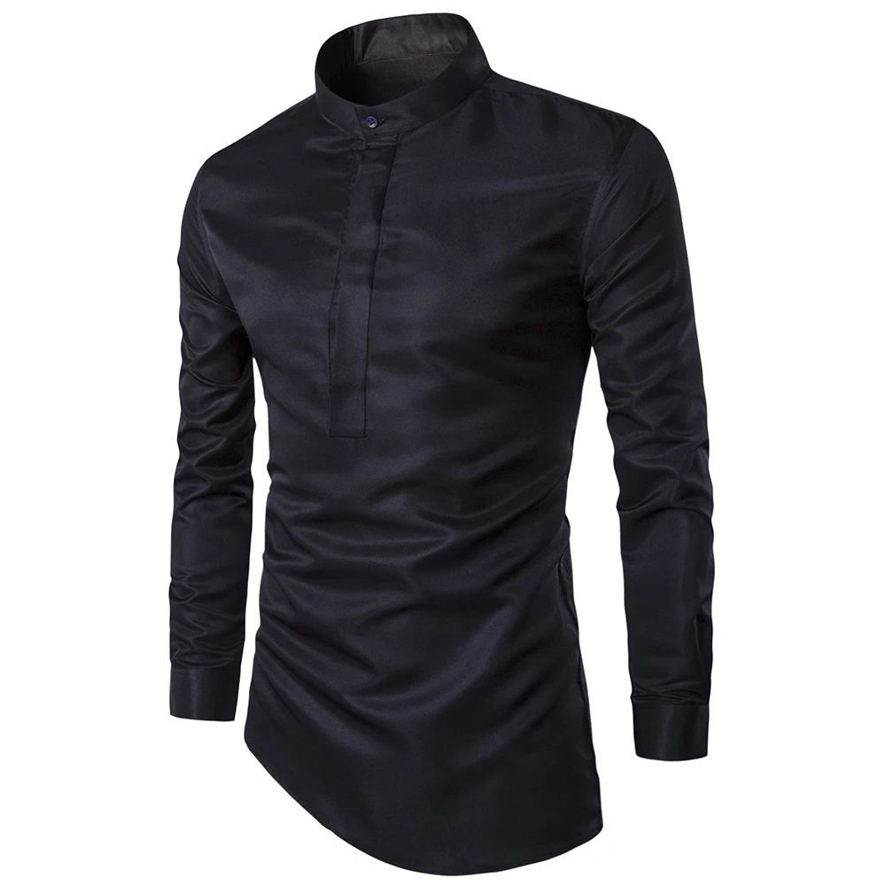 Мужская деловая рубашка Camisa Masculina Повседневная приталенная черного и белого