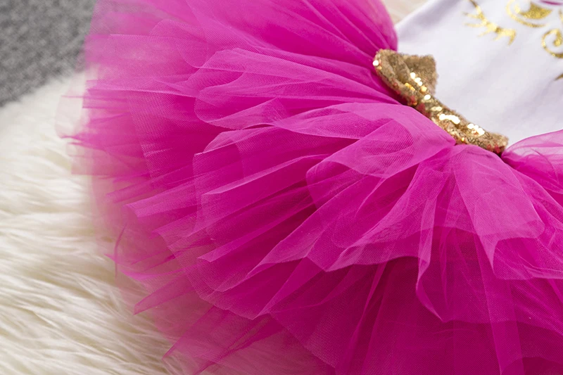 1 год платье для дня рождения с единорогом маленьких девочек Одежда