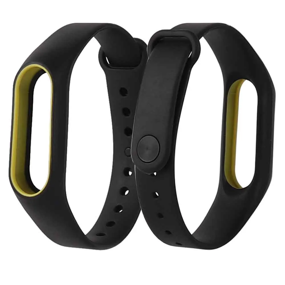 Black Yellow Двойной Цветной ремешок mi Band 2 сменный спортивный ремешок на запястье анти-потеря силиконовый браслет аксессуары для Xiao mi band 2 умный Браслет - Цвет: Black Yellow