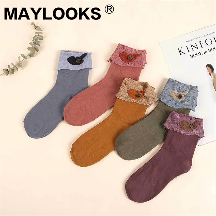 Maylooks/Новинка японские носки сезон осень-зима свободные хлопковые с закрытым