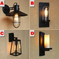 retro loft iron marble sconce wall lights vintage industrial wall lamp with led bulbs for outdoorindoor bedroom lighting black