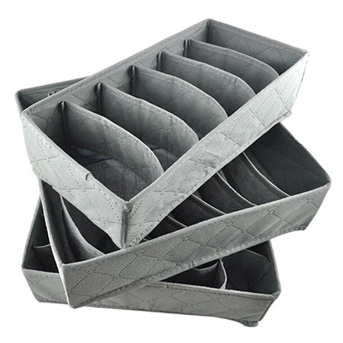 High Quality Soft 3 Pieces Home Accessories Bamboo Charcoal Fiber Zipper Storage Box for Bra Underwear | Дом и сад