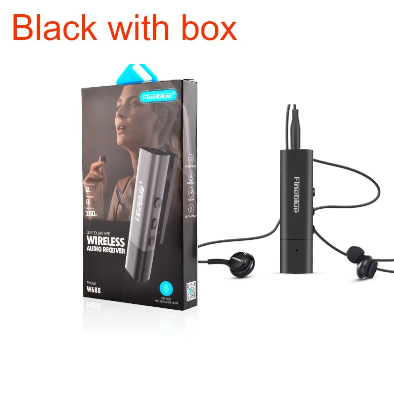Black with box Fineblue bluetooth наушники беспроводные стерео наушники спортивные бас bluetooth наушники с микрофоном для телефона iPhone xiaomi - Цвет: Black with box