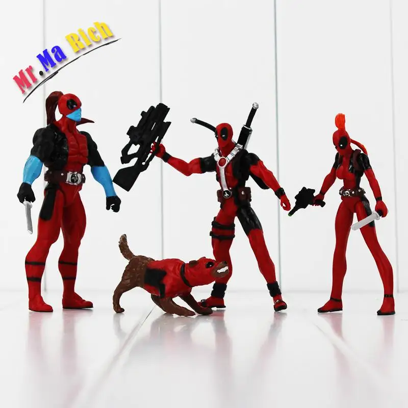 4 шт./лот X men Дэдпул Уэйд Уинстон Вилсон с оружием коллекция фигурок из ПВХ модель