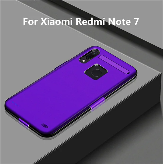 Purple For Note 7 Для Xiaomi Redmi Note 7 Удлинение Банк питания зарядное устройство крышка для Xiaomi Redmi Note 7 Pro внешний блок питания зарядный чехол - Цвет: Purple For Note 7