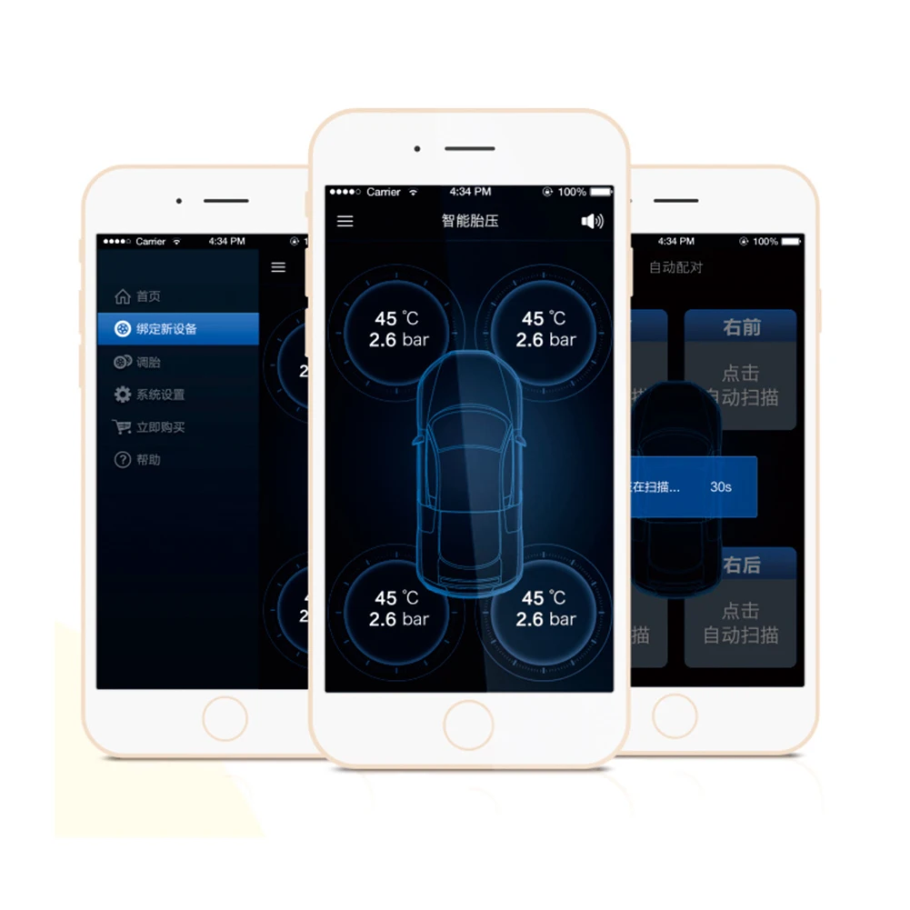 TP630 TPMS автомобильный Bluetooth TPMS давление в шинах PSI Бар Температурная сигнализация для Android iPhone IOS Телефон с 4 датчиками