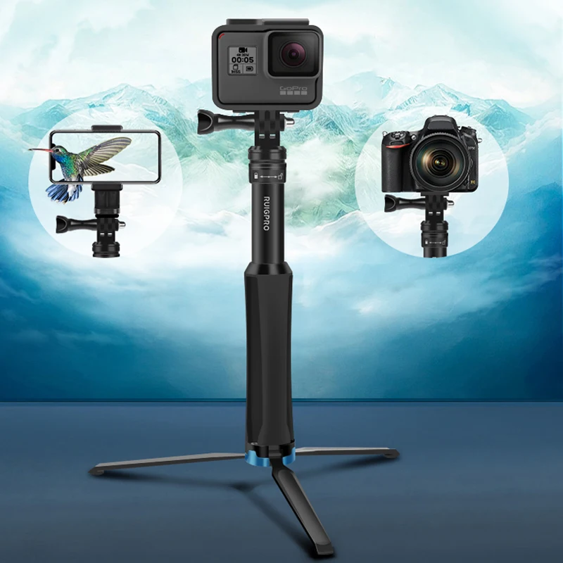 Селфи палка складной монопод 2 в 1 штатив для GoPro hero 9 8 7 5 Yi SJCAM Osmo Экшн
