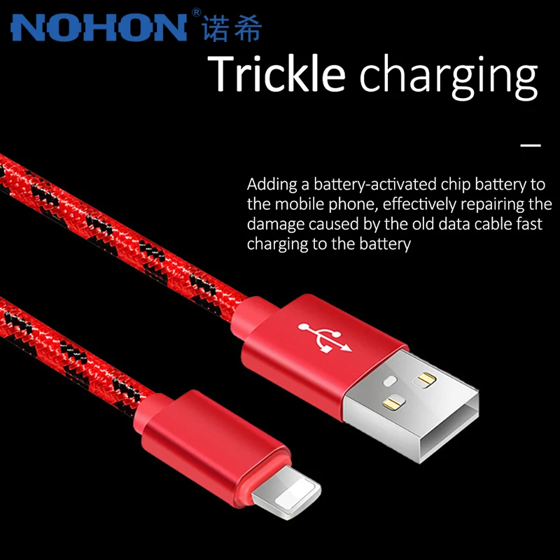 NOHON нейлоновый USB кабель для зарядки и передачи данных iPhone X 8 7 6 S 5S XS Max XR Plus быстрая