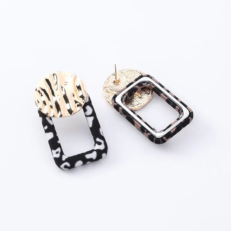 3pairs/lot Sweet Geometric Square Earrings Metal Wave Wafer Exaggerated | Украшения и аксессуары