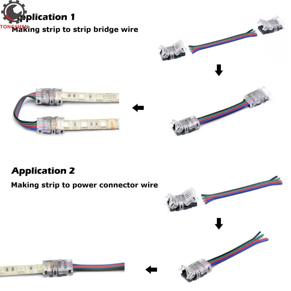 3 шт. 2 контактный 4 5 разъем для светодиодной ленты 10 мм 12 IP65 RGB RGBW 3528 5050 проводное