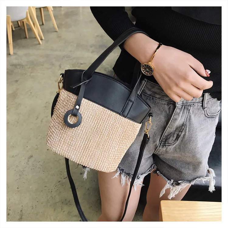 Chic Bucket Bag Woman 2018 New Summer Fashion Straw Woven Handbag Shoulder Satchel | Багаж и сумки