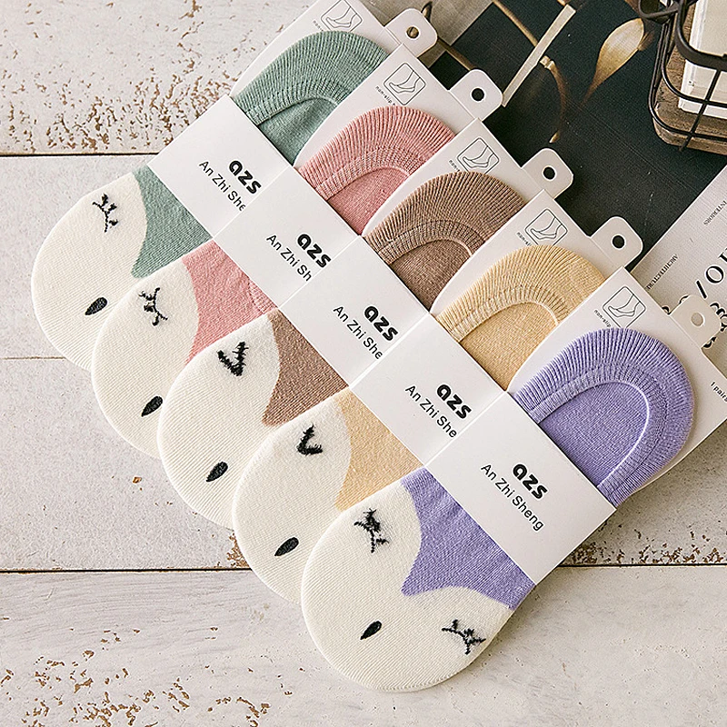 Женские хлопковые носки в полоску жаккардовые удобные невидимые дышащие тапочки