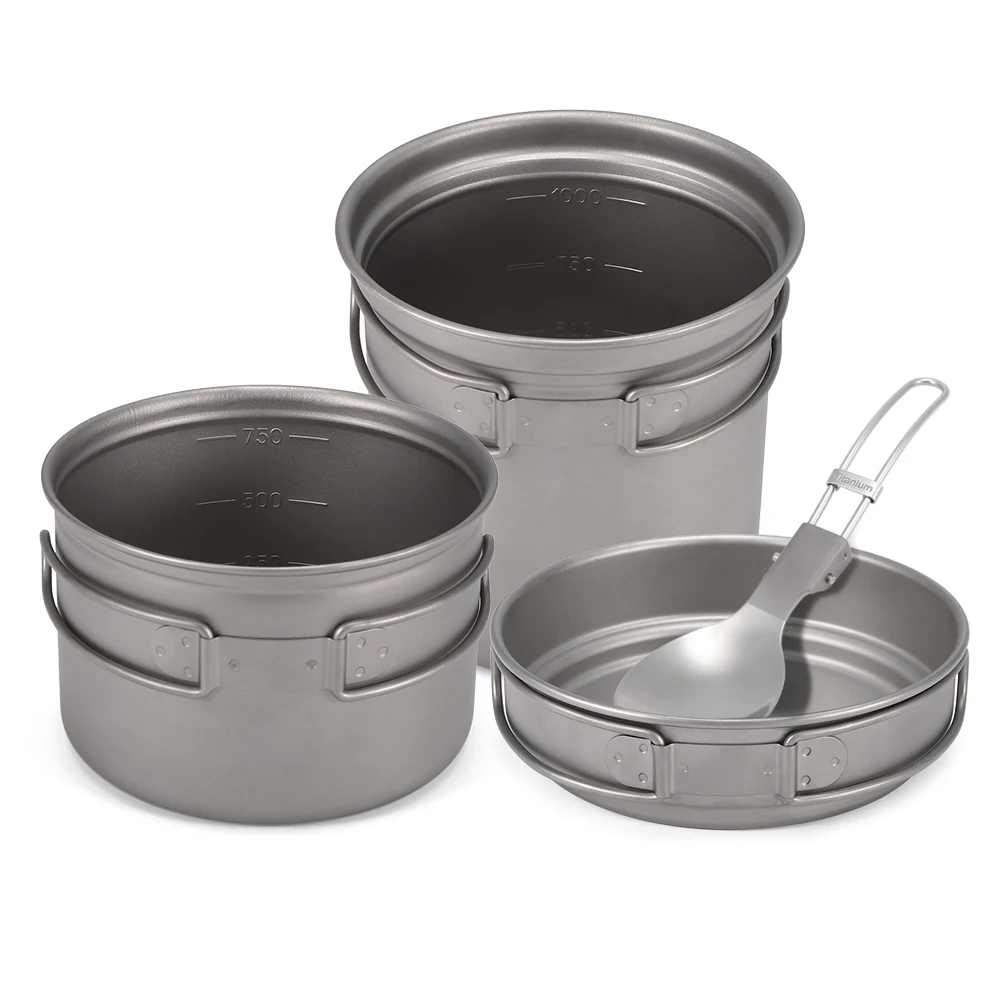 

1000ml 750ml Titanium Pot Cup Hanging Camping Pot Portable Outdoor Camping Hiking Backpacking Picnic Cooking Picnic Cookware