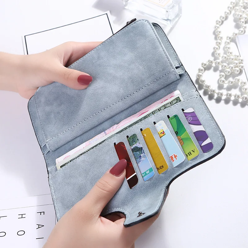 new buckles ms han edition more than three fold wallet fashion handbag for ladies frosted double color fabrics | Багаж и сумки