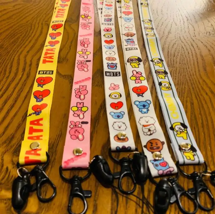 Лот 10 шт. Поп звезды BTS BT21 ключ бейдж со шнурком ID Держатели карт шеи ремни с