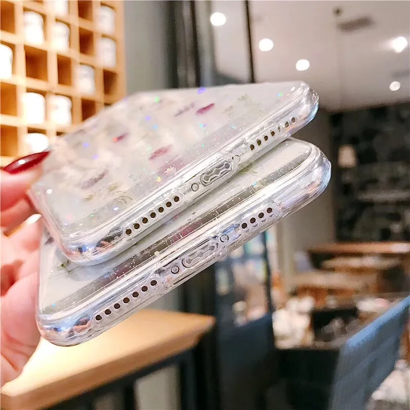 Чехол с натуральными сушеными цветами для телефона XS XR Max прозрачный мягкий чехол