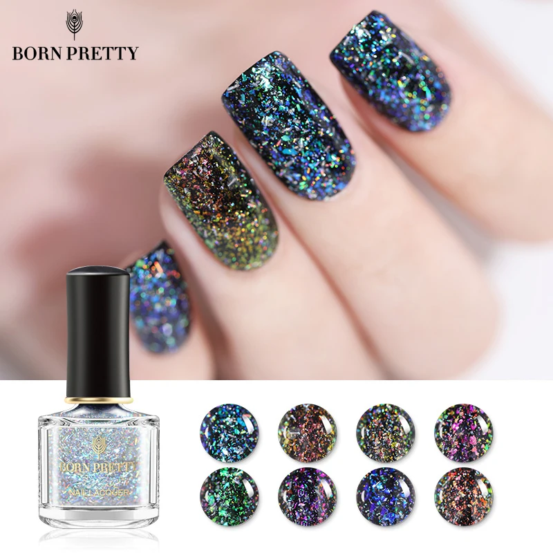 Лак для ногтей born pretty хамелеон 6 мл Радужные Блестки яркое масло верхнее покрытие